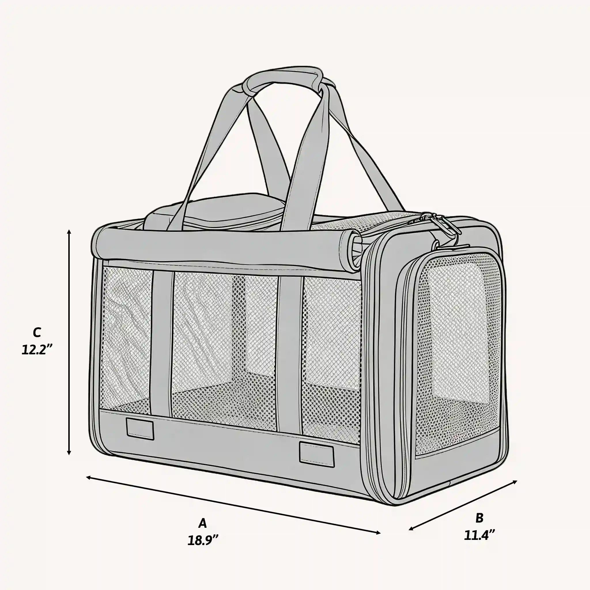 Size chart of pack&go small dog carrier