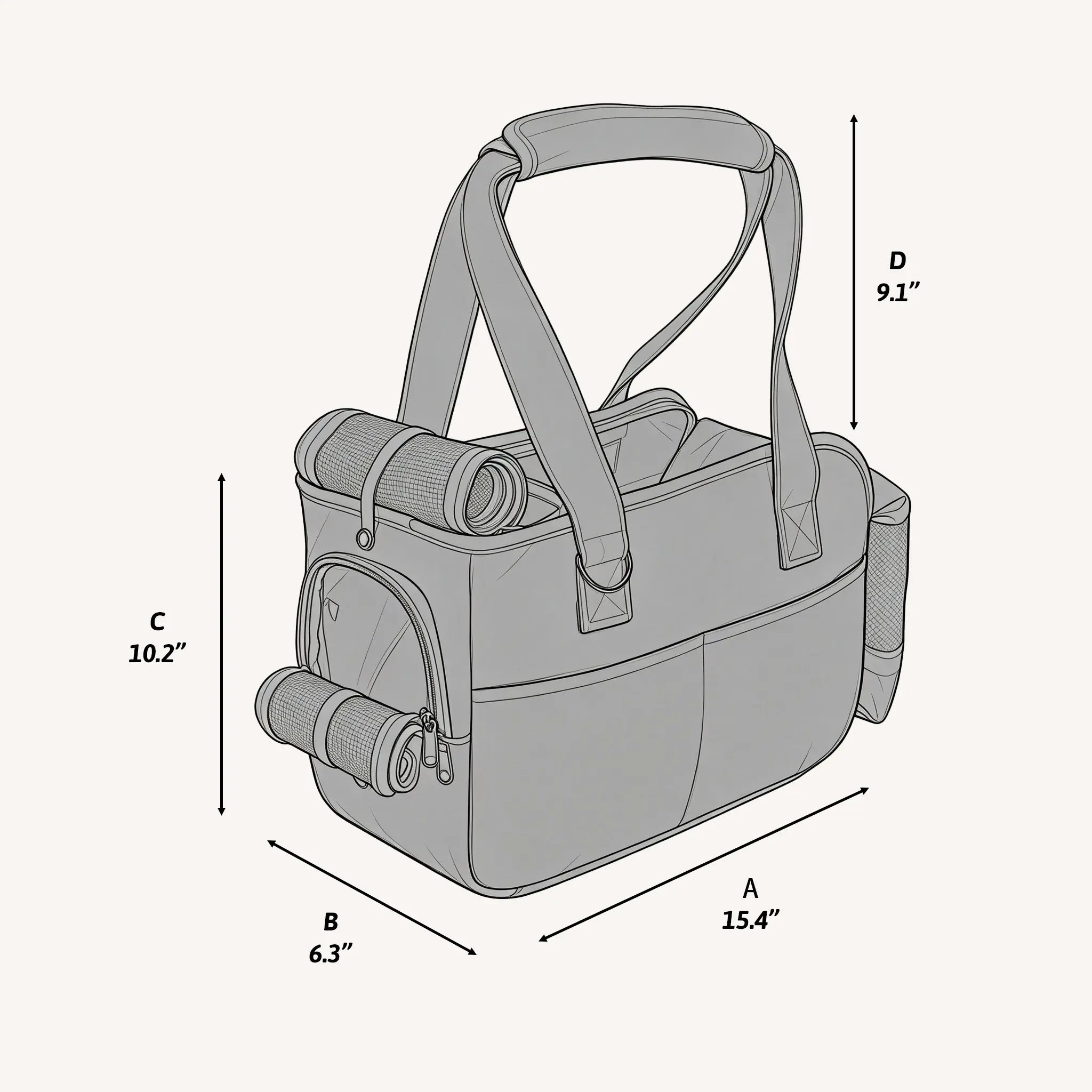 Size chart of small dog tote carrier