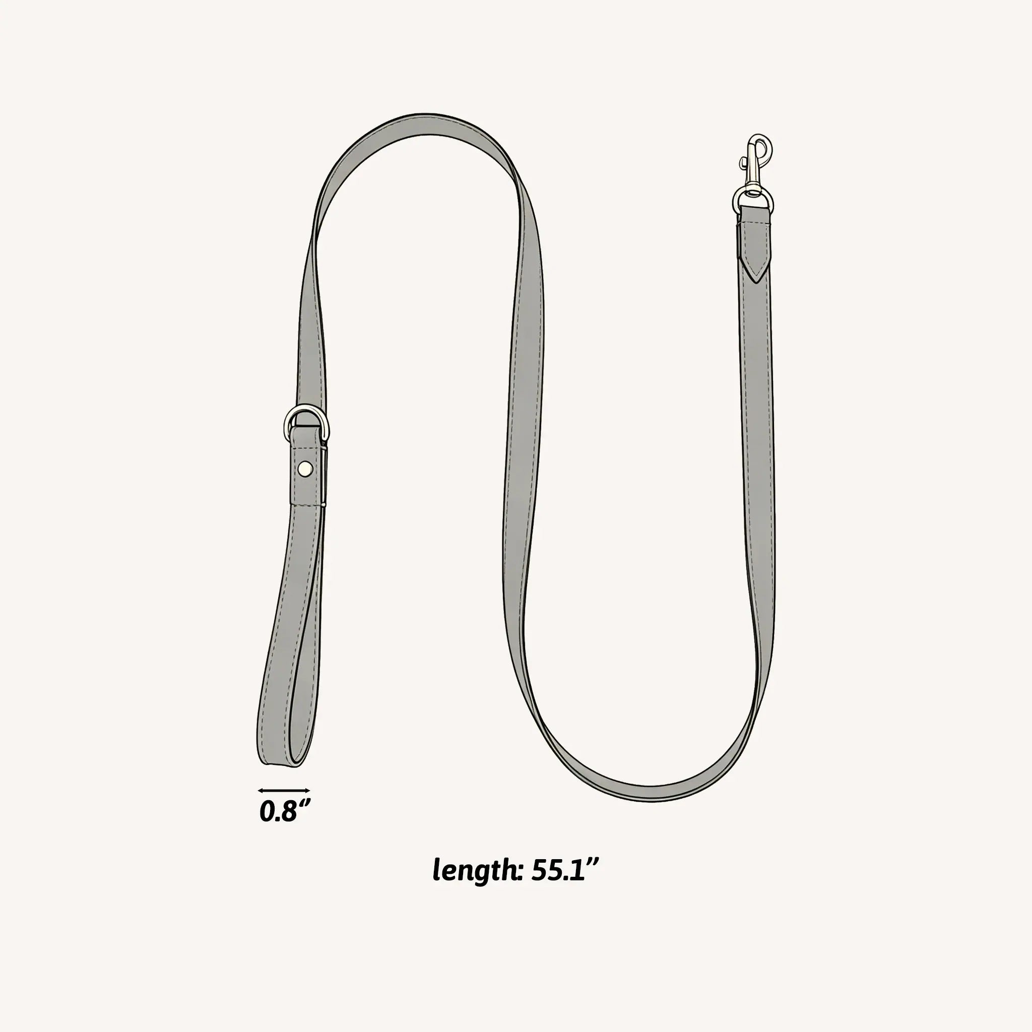 size of leash, show width 0.8 in and length 55.1 in