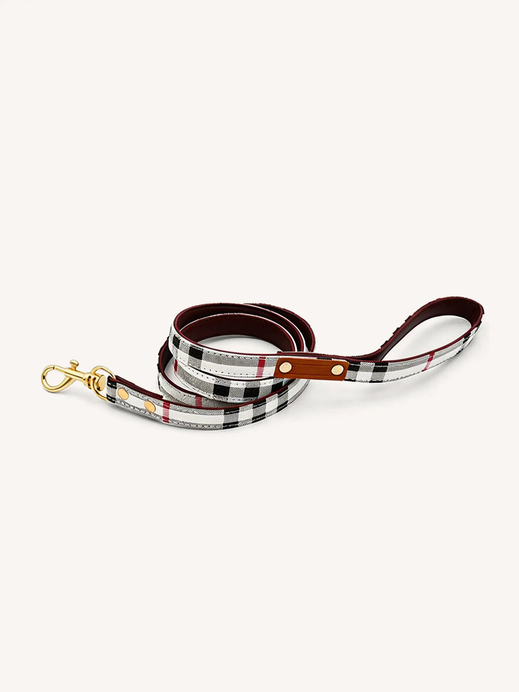 The black and white checkered pattern style leash
