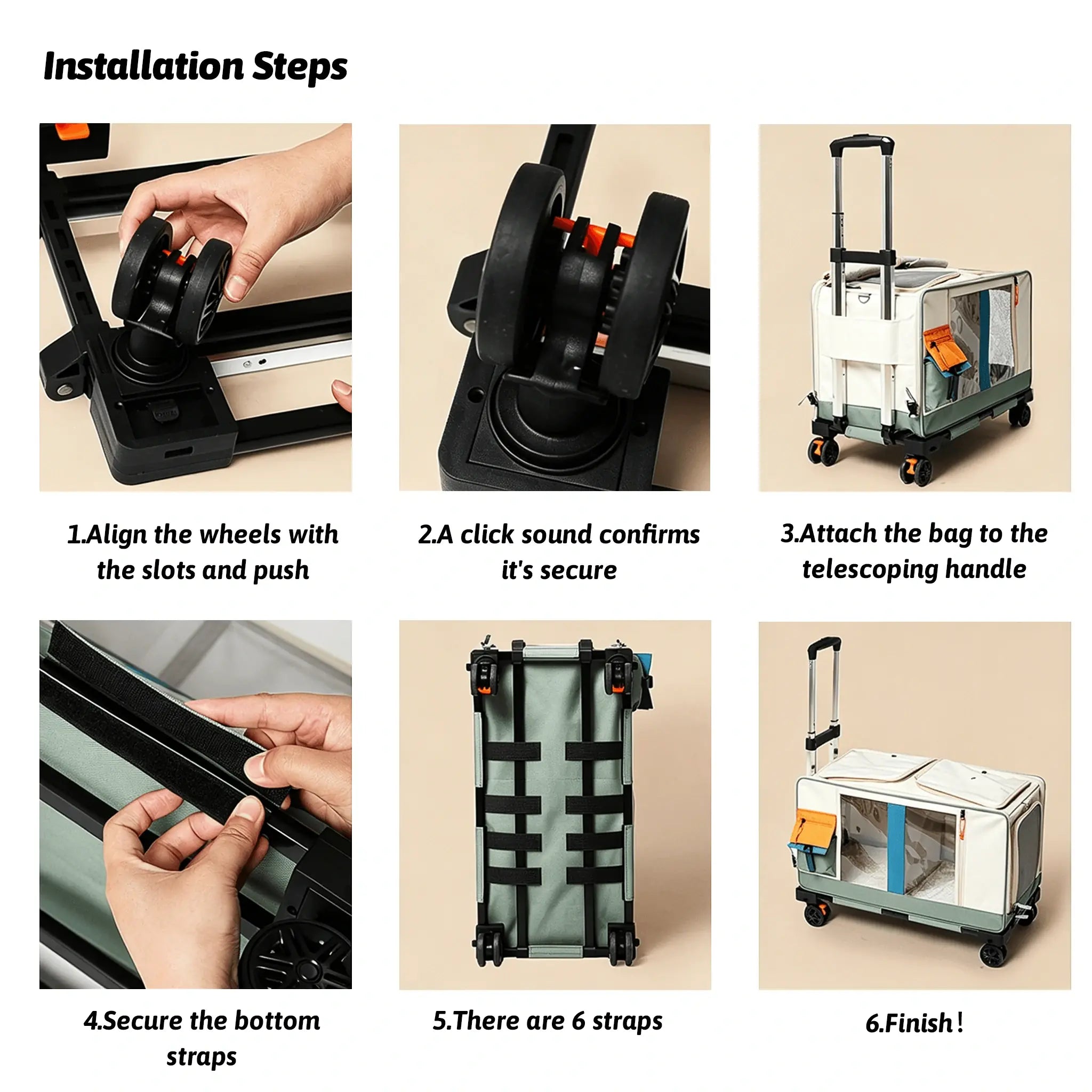 installation steps of twin journey small dog strolley