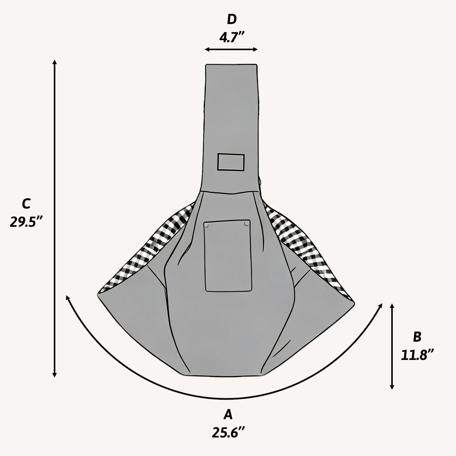size chart of crossbody carrier bag