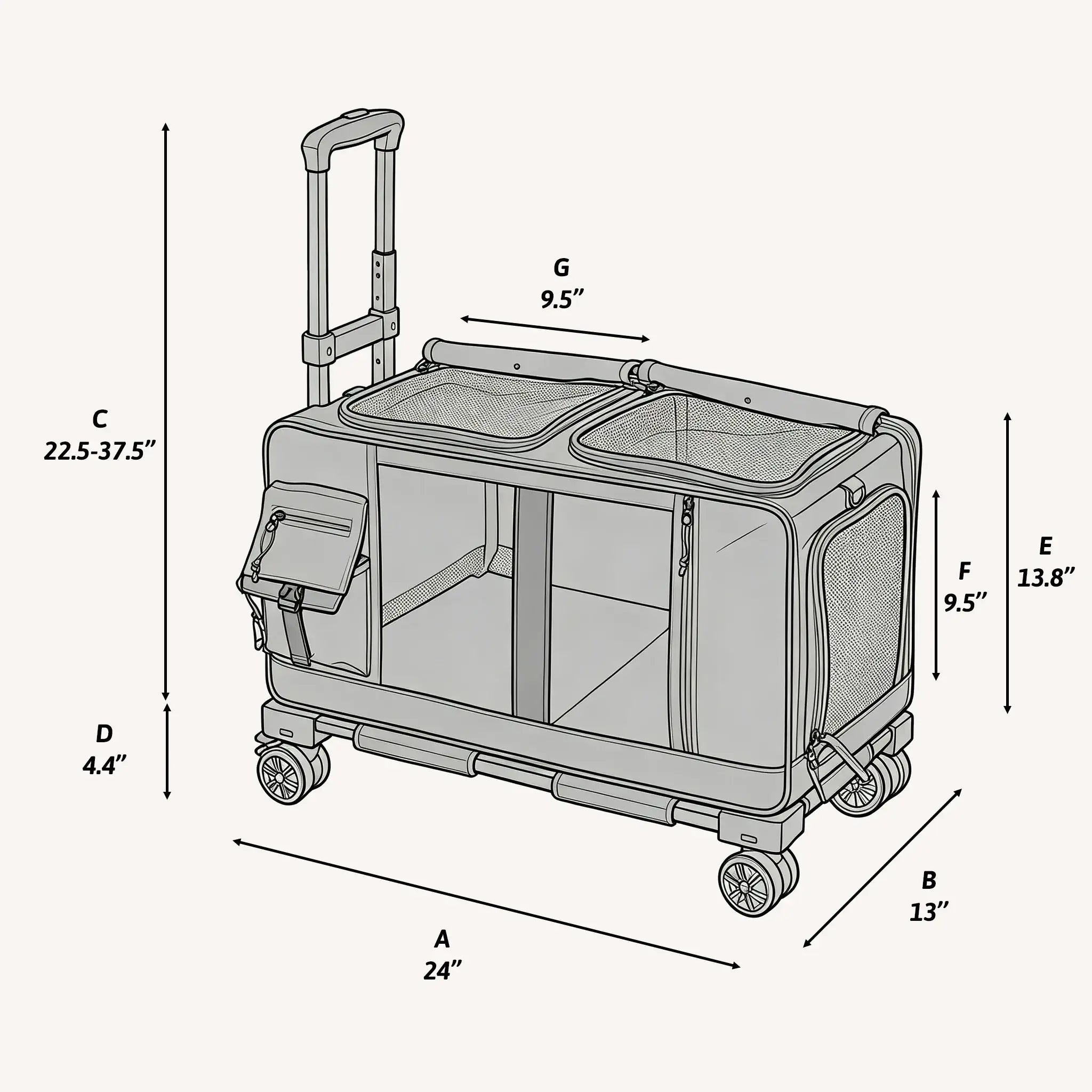 size chart of twin journey small dog stroller
