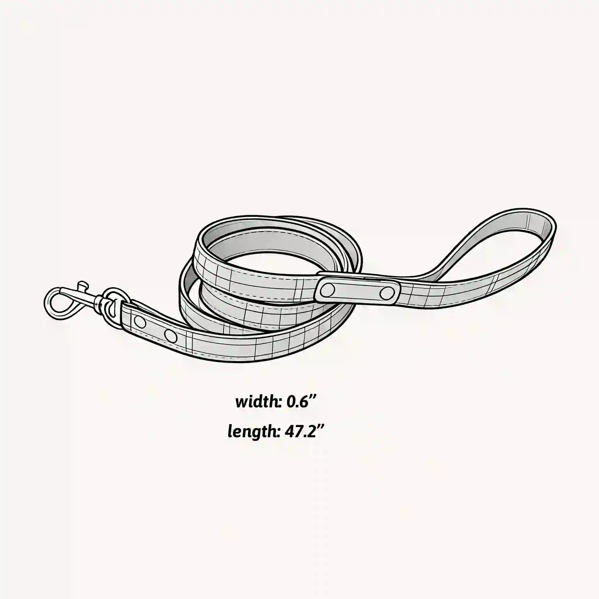 size of the gallery lead dog leash, 0.6 inches width and 47.2 inches length